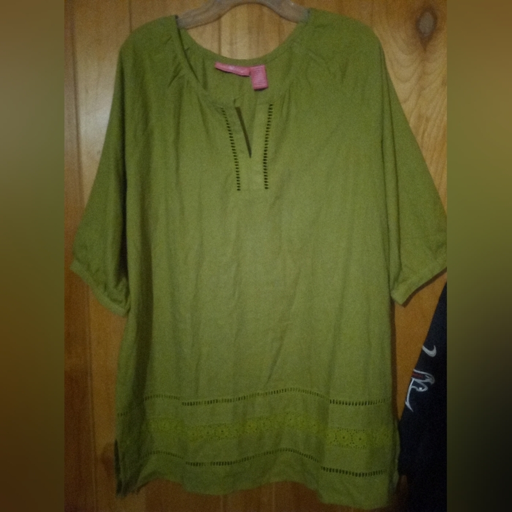 "Woman Within" Green Cuffed Sleeve Tunic
